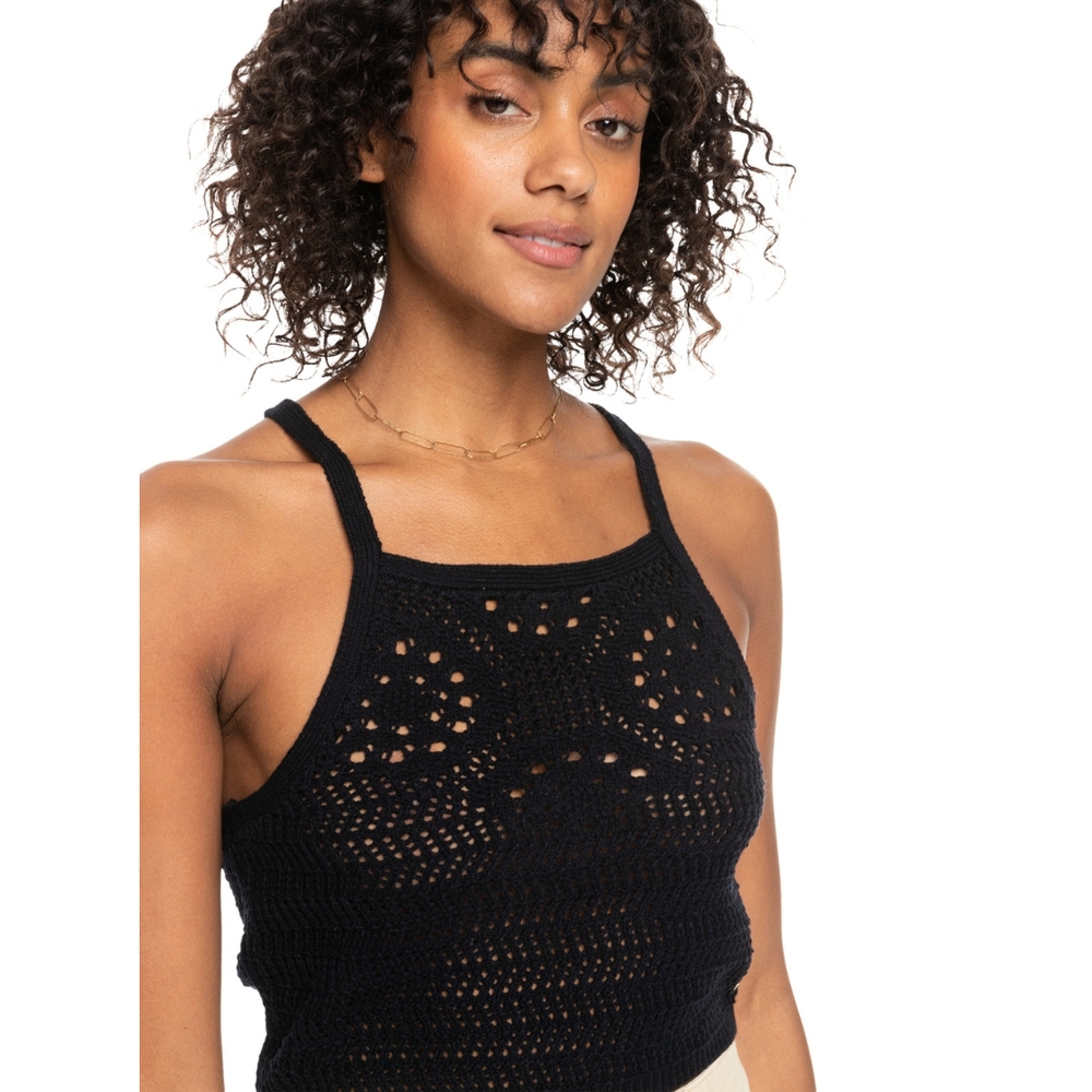 Roxy Black Crochet Halter Top